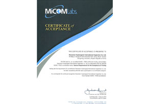 MiCOMLabs certificate